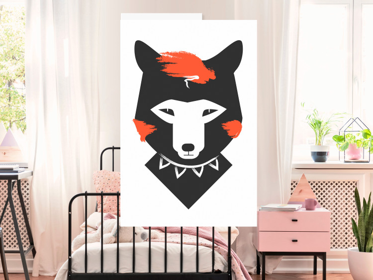 Poster Polite Fox - animal in a black warrior costume on a white background 122908 additionalImage 17