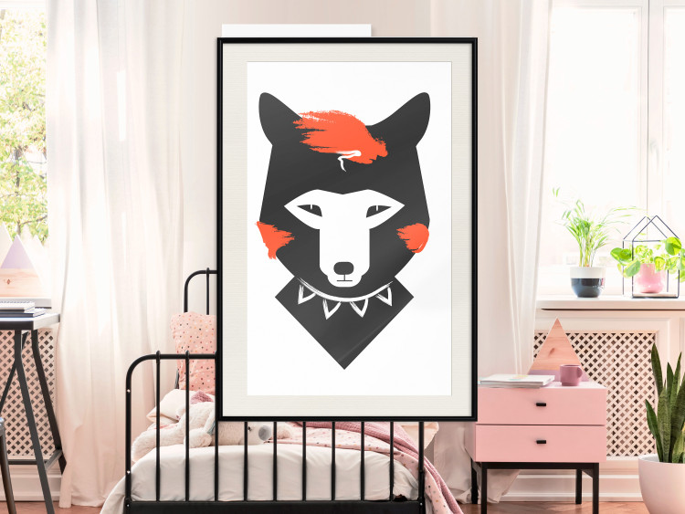 Poster Polite Fox - animal in a black warrior costume on a white background 122908 additionalImage 22
