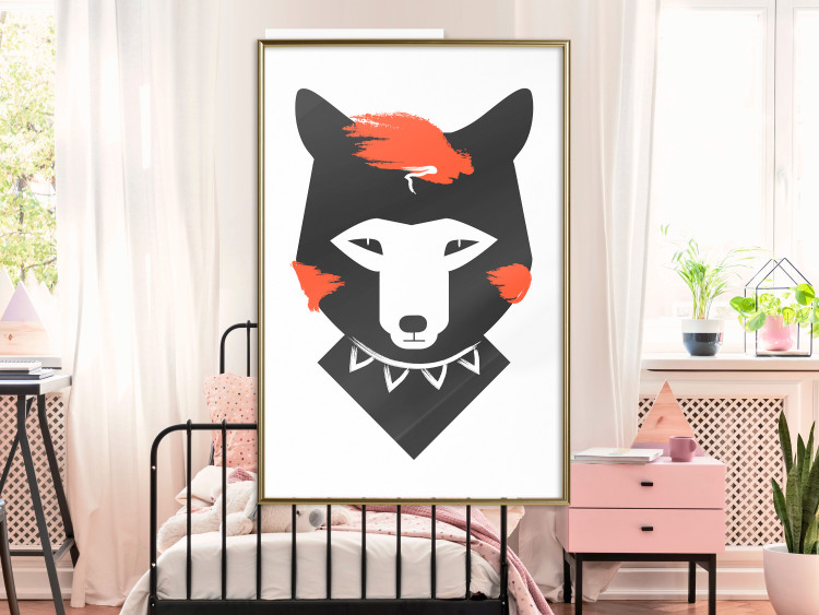 Poster Polite Fox - animal in a black warrior costume on a white background 122908 additionalImage 7