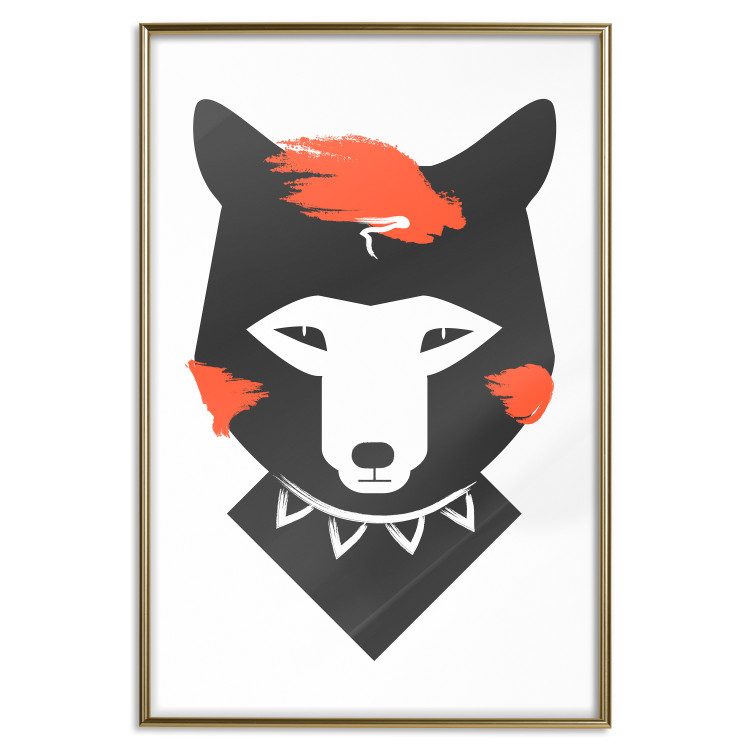 Poster Polite Fox - animal in a black warrior costume on a white background 122908 additionalImage 20