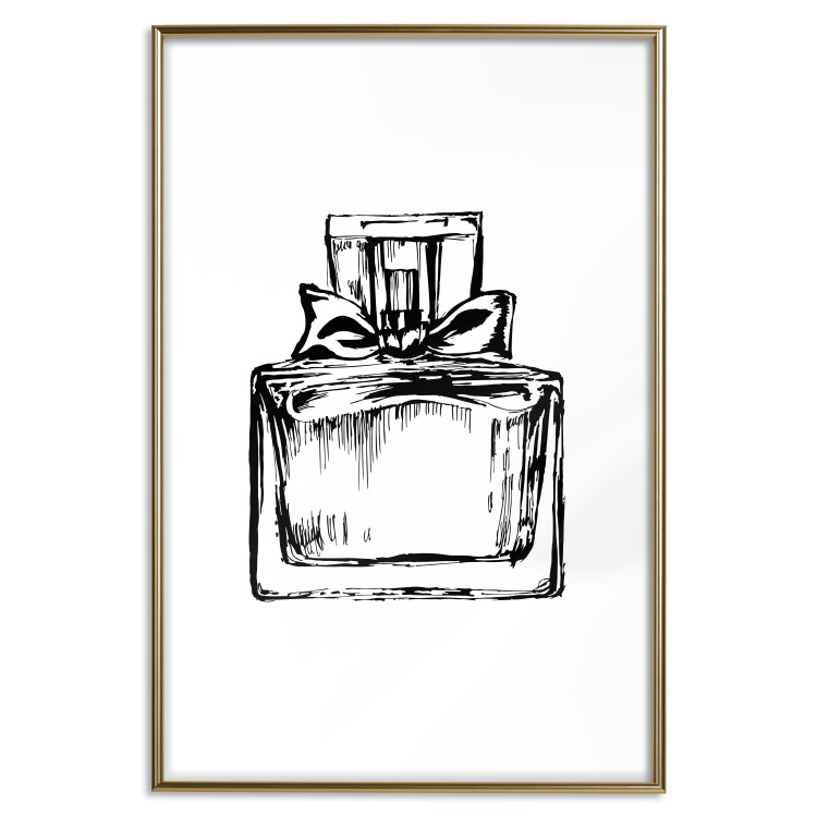Wall Poster Scent of Luxury - black and white pattern of a glass perfume bottle with a ribbon 125108 additionalImage 20