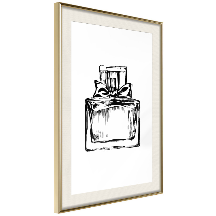 Wall Poster Scent of Luxury - black and white pattern of a glass perfume bottle with a ribbon 125108 additionalImage 2