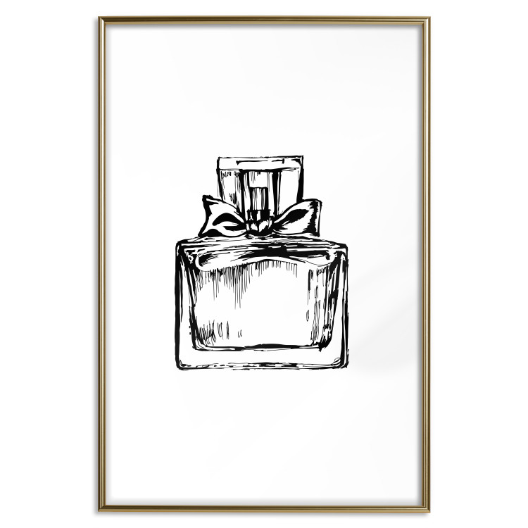 Wall Poster Scent of Luxury - black and white pattern of a glass perfume bottle with a ribbon 125108 additionalImage 16