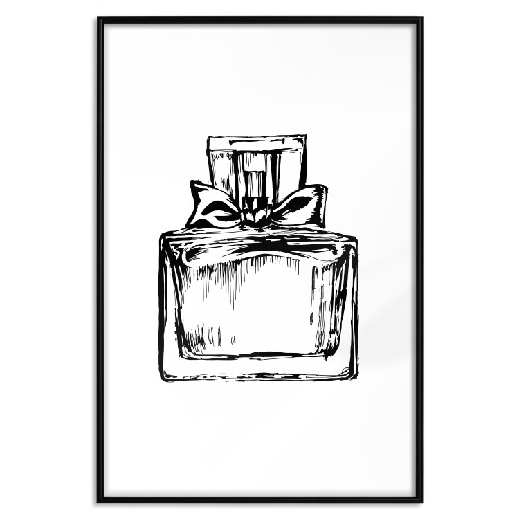 Wall Poster Scent of Luxury - black and white pattern of a glass perfume bottle with a ribbon 125108 additionalImage 18