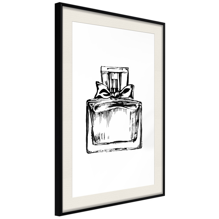 Wall Poster Scent of Luxury - black and white pattern of a glass perfume bottle with a ribbon 125108 additionalImage 3