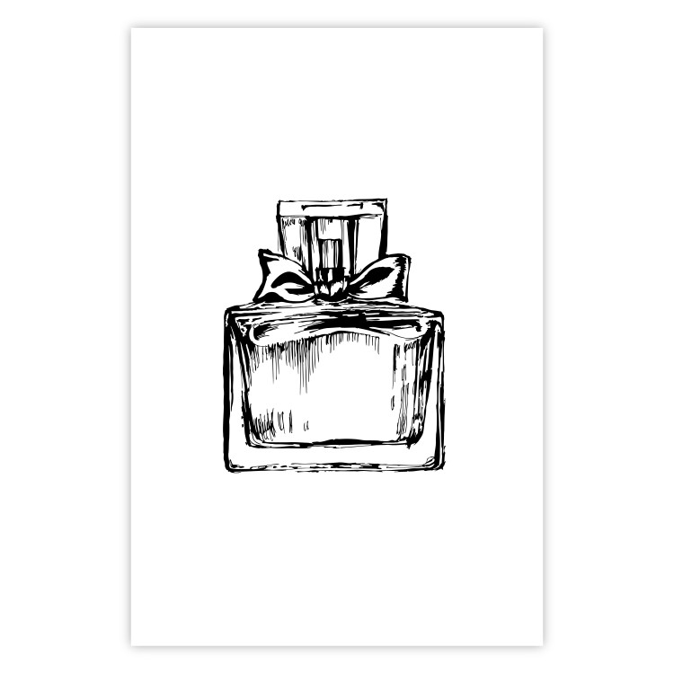 Wall Poster Scent of Luxury - black and white pattern of a glass perfume bottle with a ribbon 125108 additionalImage 25