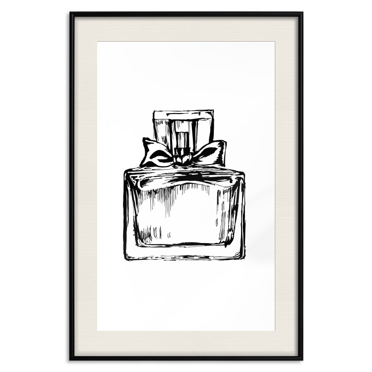 Wall Poster Scent of Luxury - black and white pattern of a glass perfume bottle with a ribbon 125108 additionalImage 18