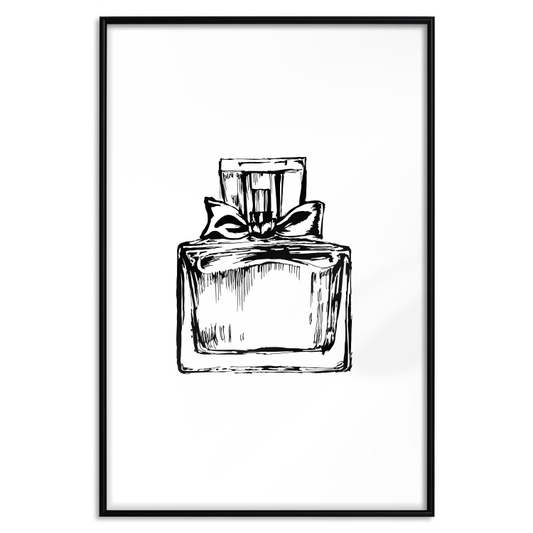 Wall Poster Scent of Luxury - black and white pattern of a glass perfume bottle with a ribbon 125108 additionalImage 17