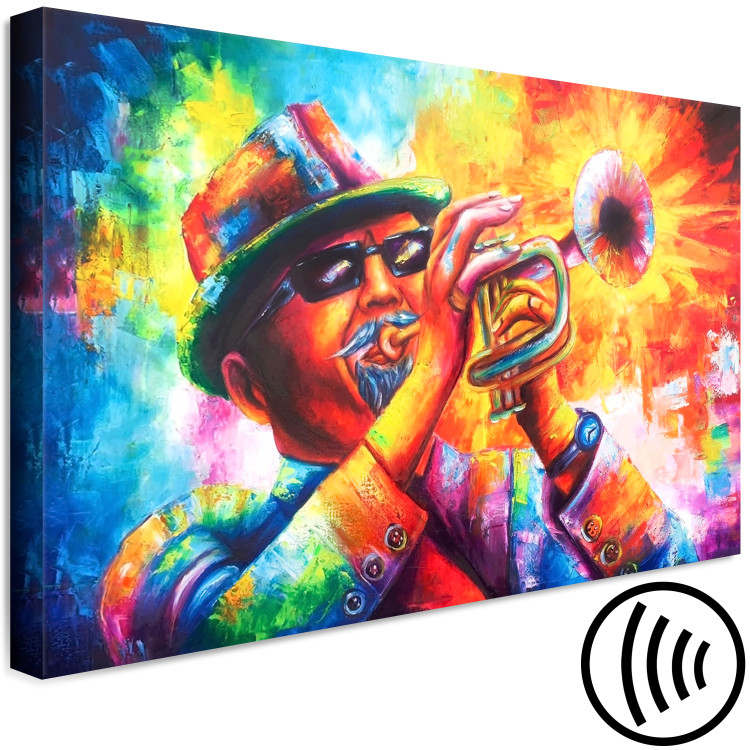 Canvas Print Trumpeter (1-part) wide - colorful man playing the trumpet 127808 additionalImage 6
