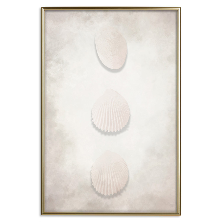 Wall Poster Ocean Wealth - landscape of white seashells on light sand background 127908 additionalImage 21