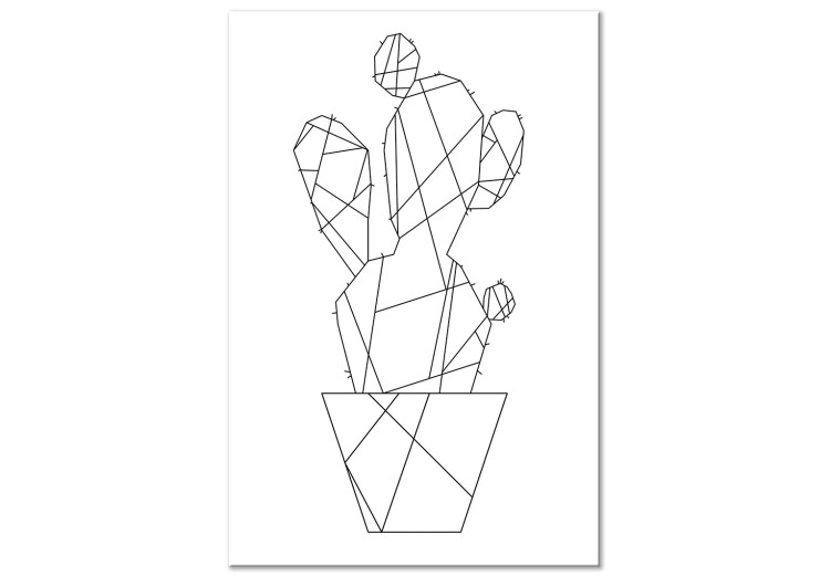 Canvas Print Black cactus outlines in a pot - abstraction on a white background 128008