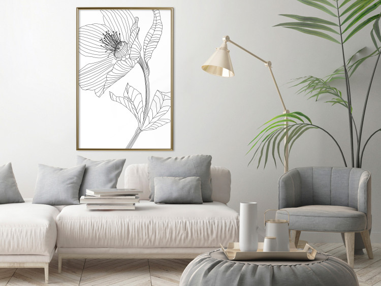 Wall Poster Spring Sketch - abstract black line art of plant on white background 128408 additionalImage 8