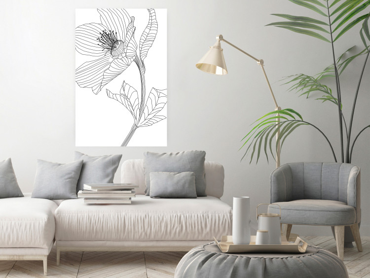 Wall Poster Spring Sketch - abstract black line art of plant on white background 128408 additionalImage 5