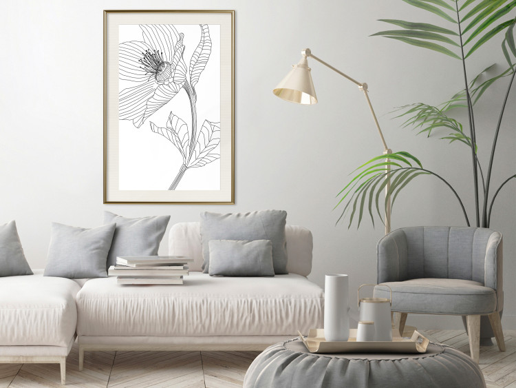 Wall Poster Spring Sketch - abstract black line art of plant on white background 128408 additionalImage 22