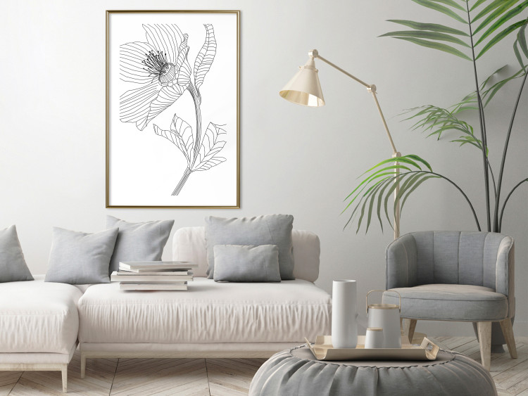 Wall Poster Spring Sketch - abstract black line art of plant on white background 128408 additionalImage 13
