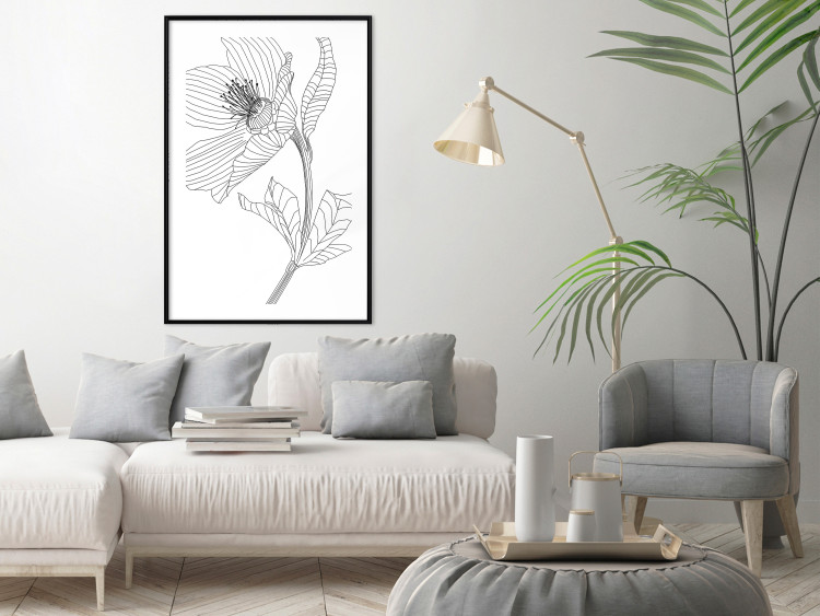 Wall Poster Spring Sketch - abstract black line art of plant on white background 128408 additionalImage 23