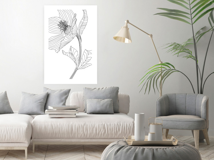 Wall Poster Spring Sketch - abstract black line art of plant on white background 128408 additionalImage 6