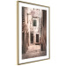 Poster Retro Alley - urban architecture of a stone alleyway in sepia tone 128608 additionalThumb 6