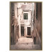 Poster Retro Alley - urban architecture of a stone alleyway in sepia tone 128608 additionalThumb 14