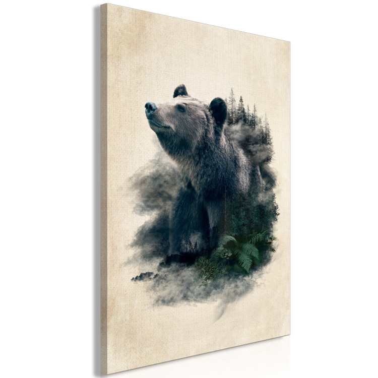 Canvas Art Print Bear Valley (1-piece) Vertical - animal emerging from the woods 130408 additionalImage 2