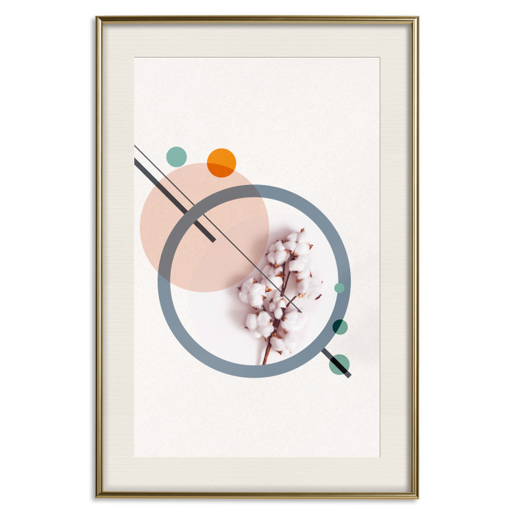 Wall Poster Geometric Cotton - plant among circles and lines in an abstract style 131808 additionalImage 20