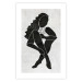 Poster Seated Figure - black silhouette of a seated woman on a gray background 134208 additionalThumb 19