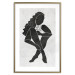 Poster Seated Figure - black silhouette of a seated woman on a gray background 134208 additionalThumb 14