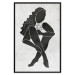 Poster Seated Figure - black silhouette of a seated woman on a gray background 134208 additionalThumb 16