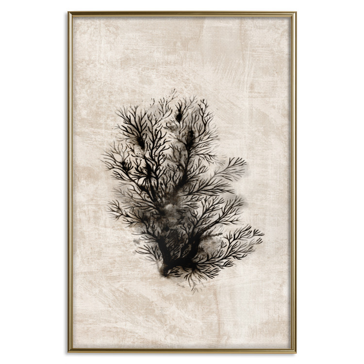 Poster Oceanic Flora - black plant composition on a beige textured background 134508 additionalImage 25