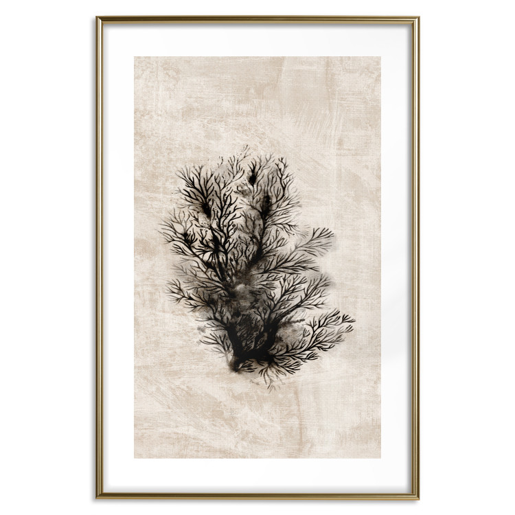 Poster Oceanic Flora - black plant composition on a beige textured background 134508 additionalImage 16