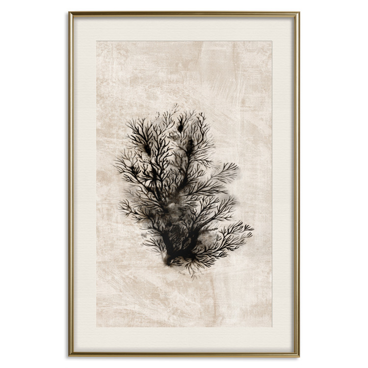 Poster Oceanic Flora - black plant composition on a beige textured background 134508 additionalImage 20