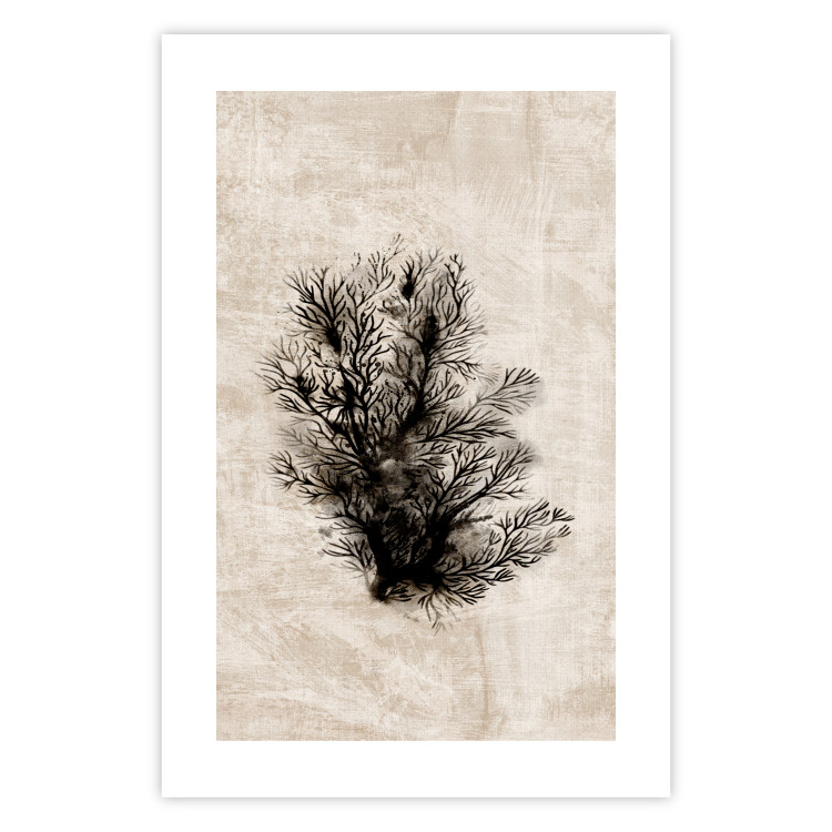 Poster Oceanic Flora - black plant composition on a beige textured background 134508 additionalImage 26