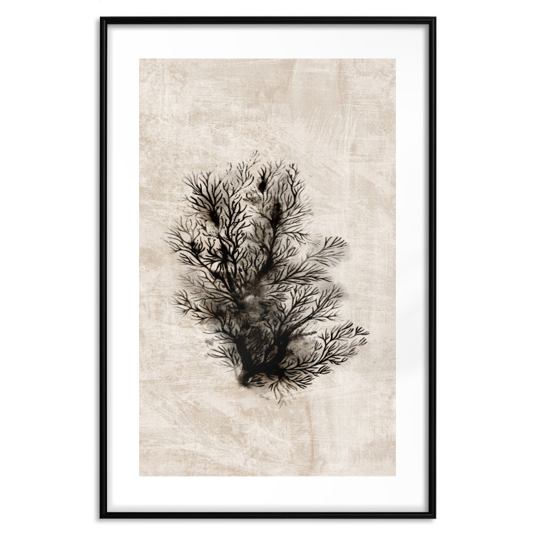 Poster Oceanic Flora - black plant composition on a beige textured background 134508 additionalImage 17