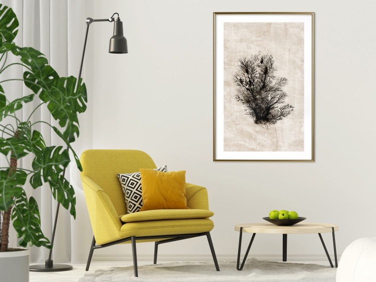 Poster Oceanic Flora - black plant composition on a beige textured background 134508 additionalImage 15