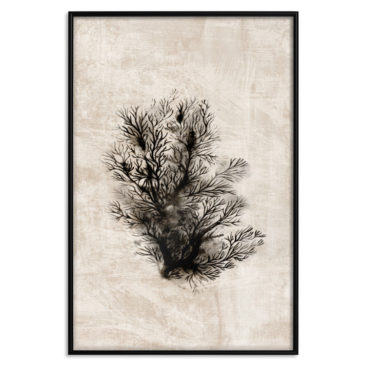 Poster Oceanic Flora - black plant composition on a beige textured background 134508 additionalImage 27