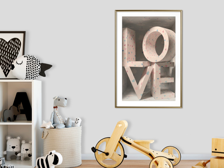 Poster Love in Hearts - texts in heart shapes with 3D effect on a light background 135508 additionalImage 8