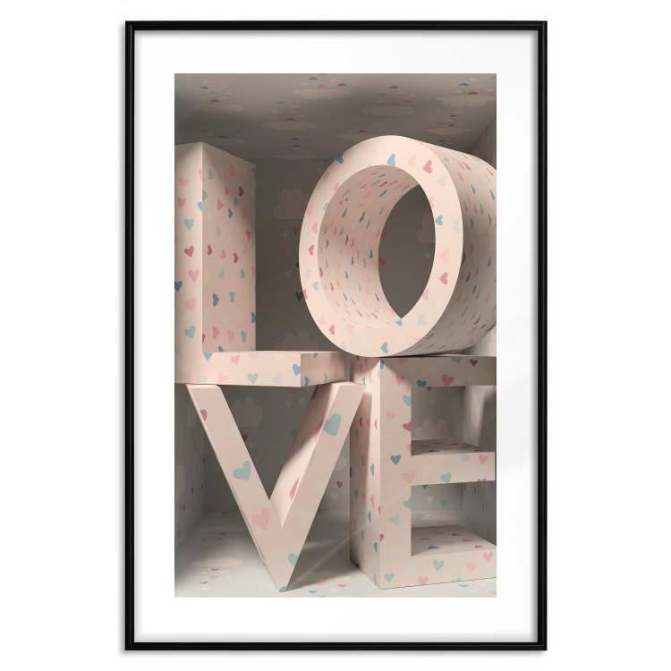Poster Love in Hearts - texts in heart shapes with 3D effect on a light background 135508 additionalImage 25