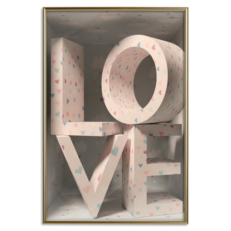 Poster Love in Hearts - texts in heart shapes with 3D effect on a light background 135508 additionalImage 26