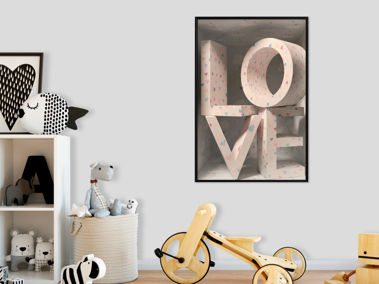 Poster Love in Hearts - texts in heart shapes with 3D effect on a light background 135508 additionalImage 11