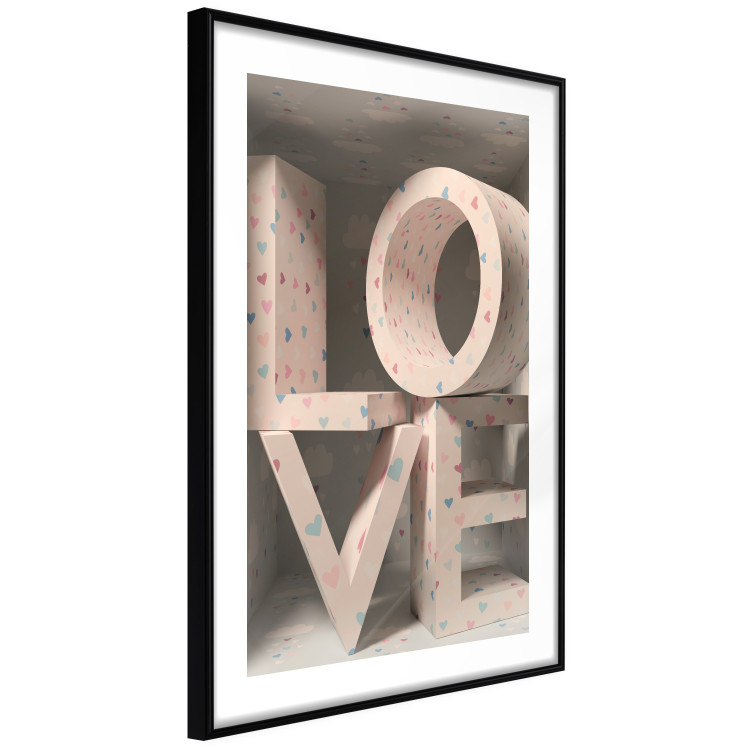Poster Love in Hearts - texts in heart shapes with 3D effect on a light background 135508 additionalImage 27