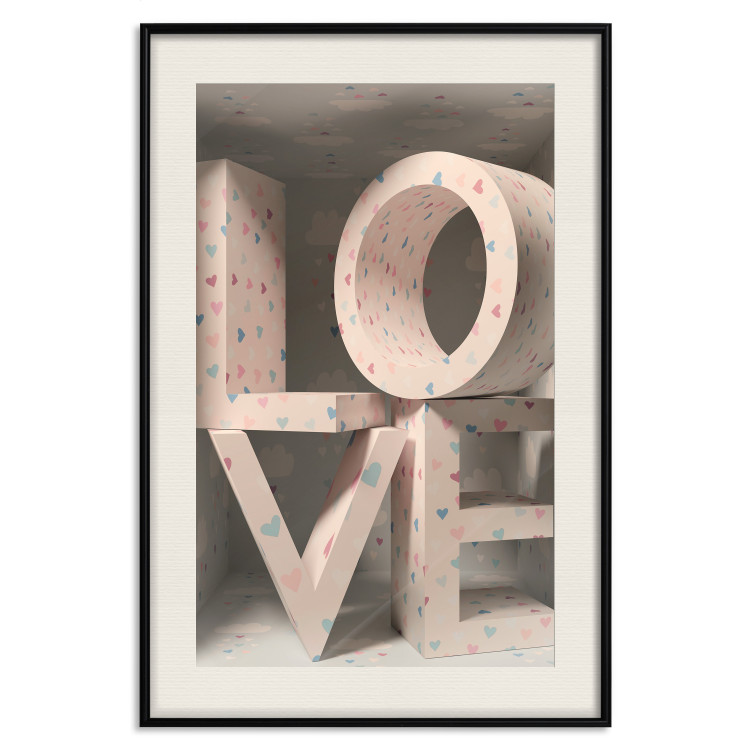 Poster Love in Hearts - texts in heart shapes with 3D effect on a light background 135508 additionalImage 23