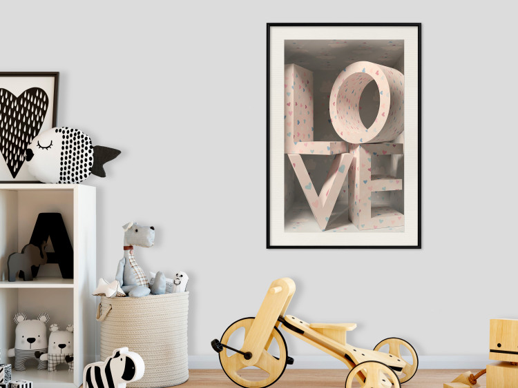 Poster Love in Hearts - texts in heart shapes with 3D effect on a light background 135508 additionalImage 7