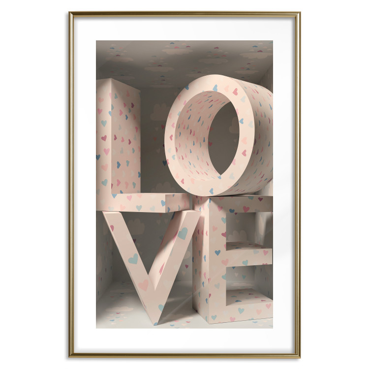 Poster Love in Hearts - texts in heart shapes with 3D effect on a light background 135508 additionalImage 24