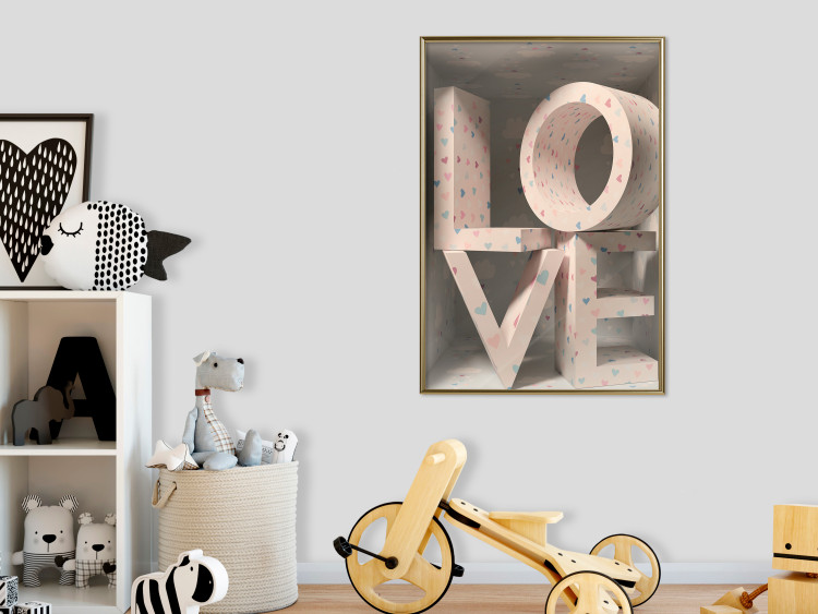 Poster Love in Hearts - texts in heart shapes with 3D effect on a light background 135508 additionalImage 10