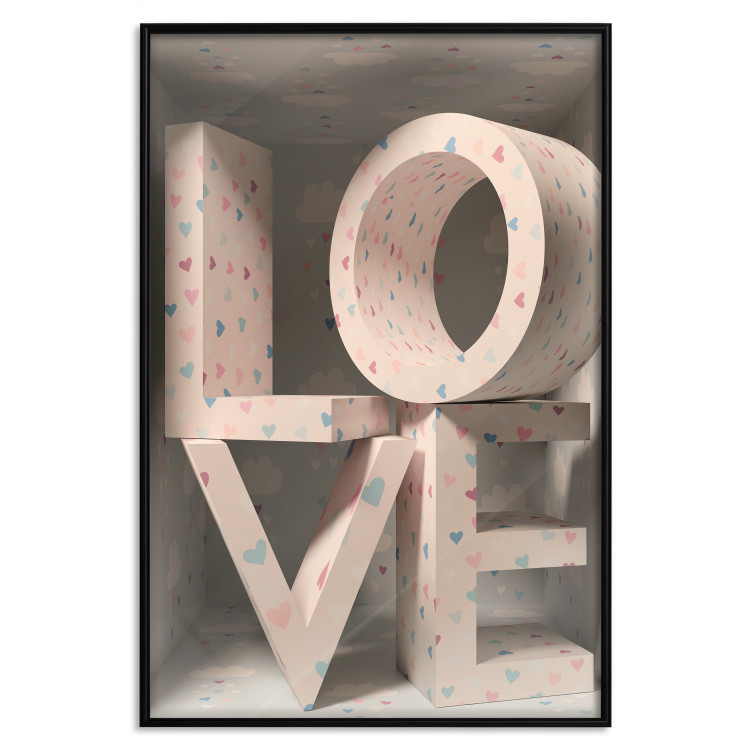 Poster Love in Hearts - texts in heart shapes with 3D effect on a light background 135508 additionalImage 2