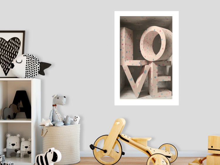 Poster Love in Hearts - texts in heart shapes with 3D effect on a light background 135508 additionalImage 12