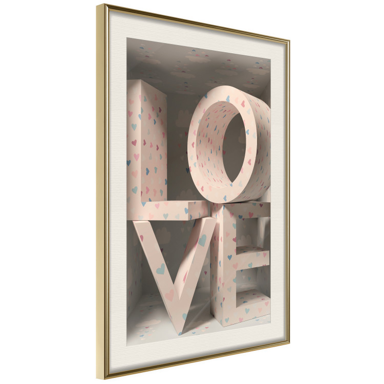 Poster Love in Hearts - texts in heart shapes with 3D effect on a light background 135508 additionalImage 14