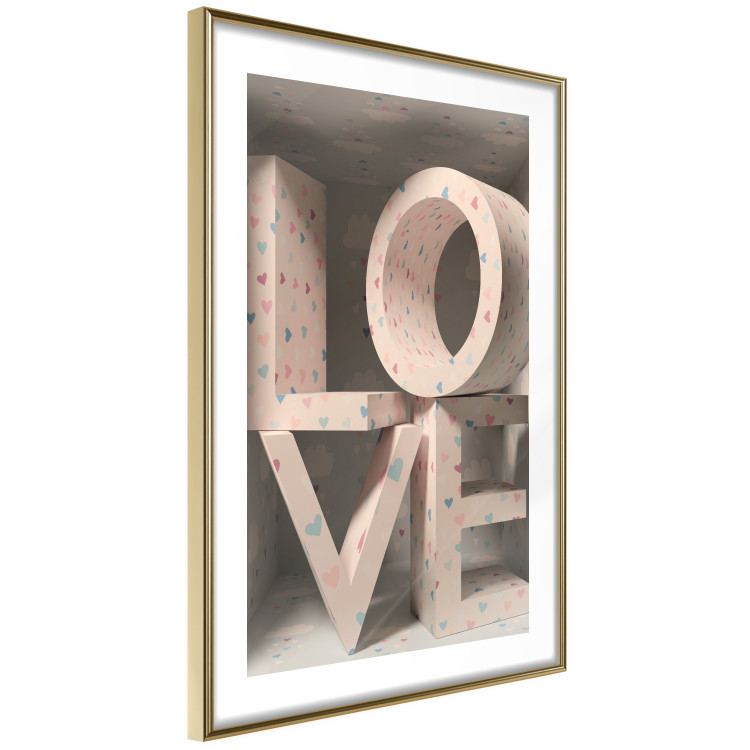 Poster Love in Hearts - texts in heart shapes with 3D effect on a light background 135508 additionalImage 16