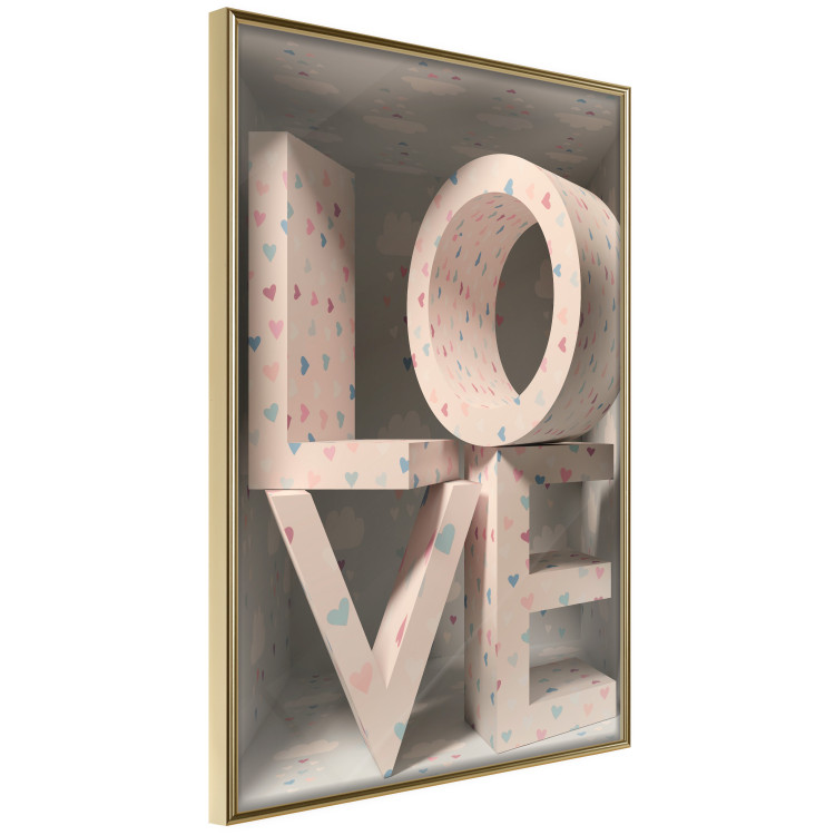 Poster Love in Hearts - texts in heart shapes with 3D effect on a light background 135508 additionalImage 17