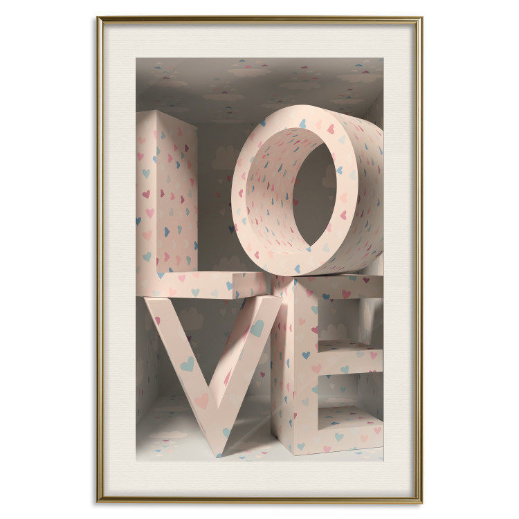 Poster Love in Hearts - texts in heart shapes with 3D effect on a light background 135508 additionalImage 22